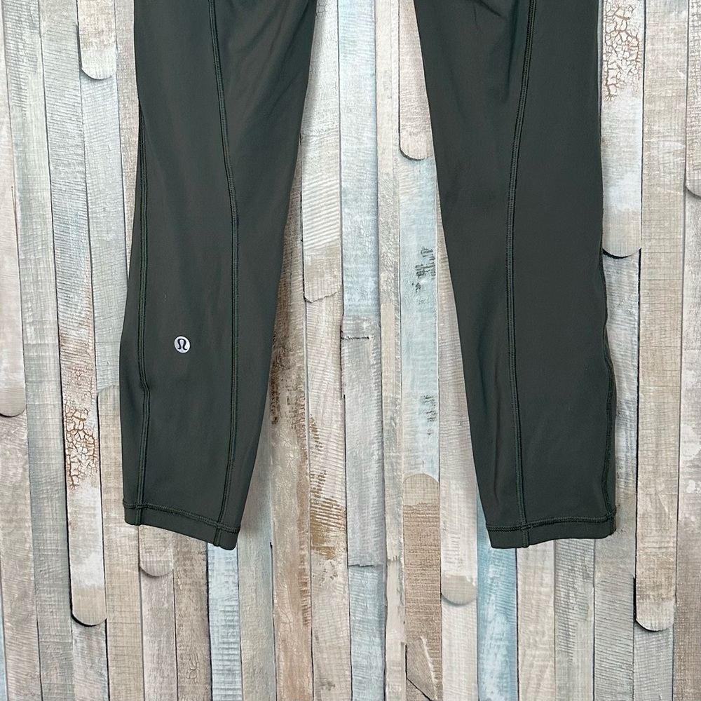 Lululemon 4 Final Lap Crop 23" Evergreen Green Cropped Legging Nulux Run Running - Picture 7 of 9